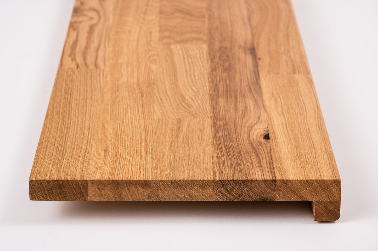 Stair tread Windowsill with overhang Oak Rustic, finger jointed lamellas, 20 mm, Hard wax oil Natural (colourless)