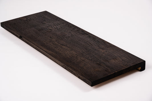 Stair tread Windowsill with overhang Oak Rustic, finger jointed lamellas, 20 mm, Black oil