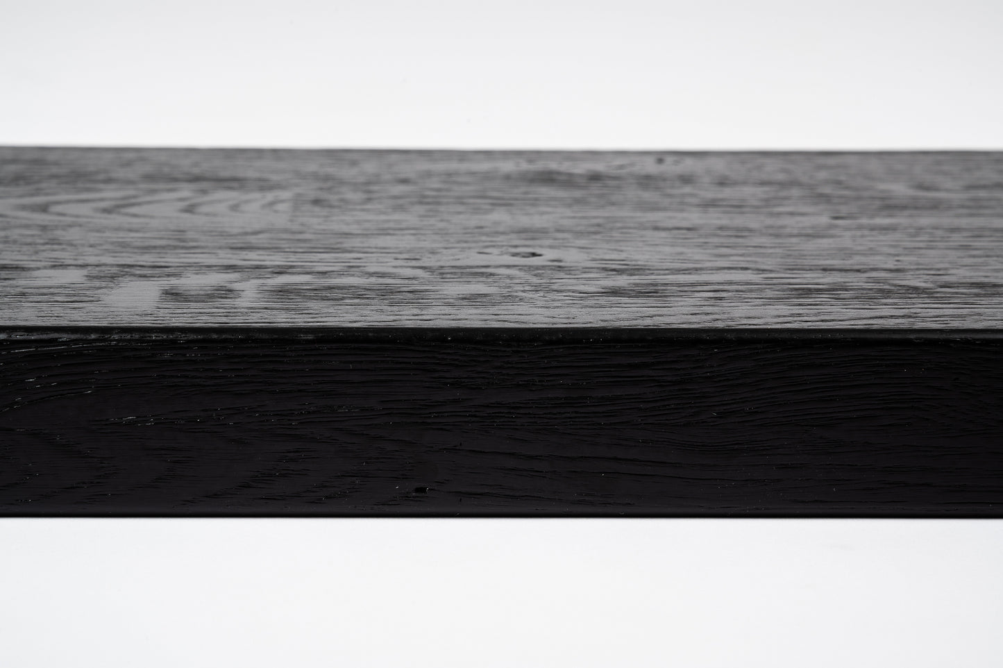 Stair tread Windowsill with overhang Oak Rustic, finger jointed lamellas, 20 mm, Brushed, Graphite black lacquered (RAL9011)