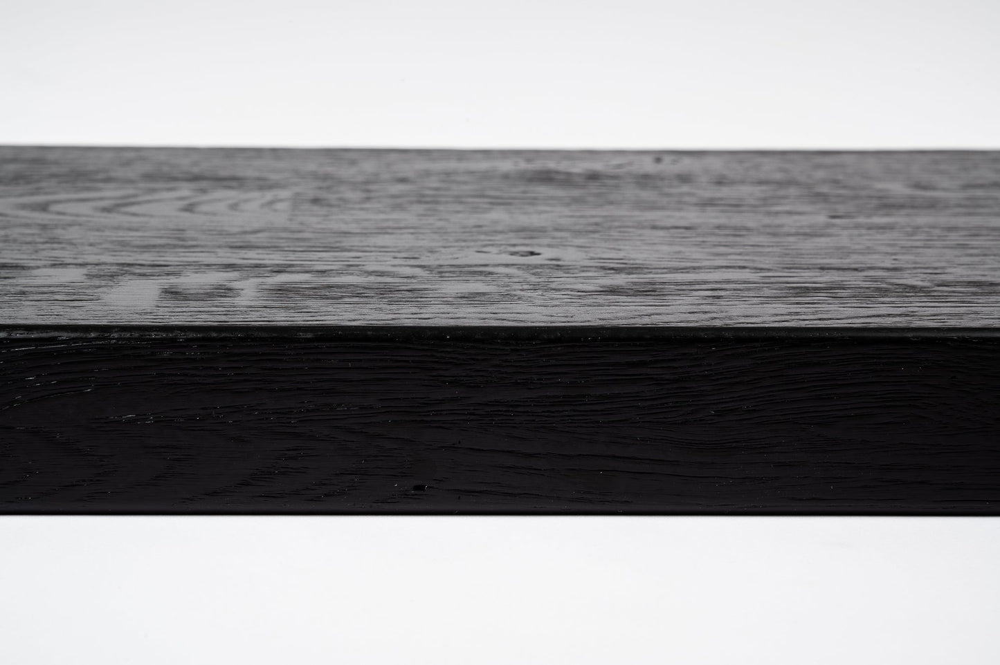 Stair tread Windowsill with overhang Oak Rustic, finger jointed lamellas, 26 mm, Brushed, Graphite black lacquered (RAL9011)