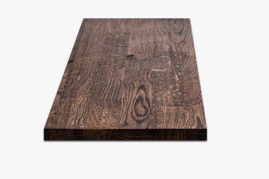 Shelf Stair tread Riser Windowsill Oak Rustic, finger jointed lamellas, 26 mm, Smoked oil