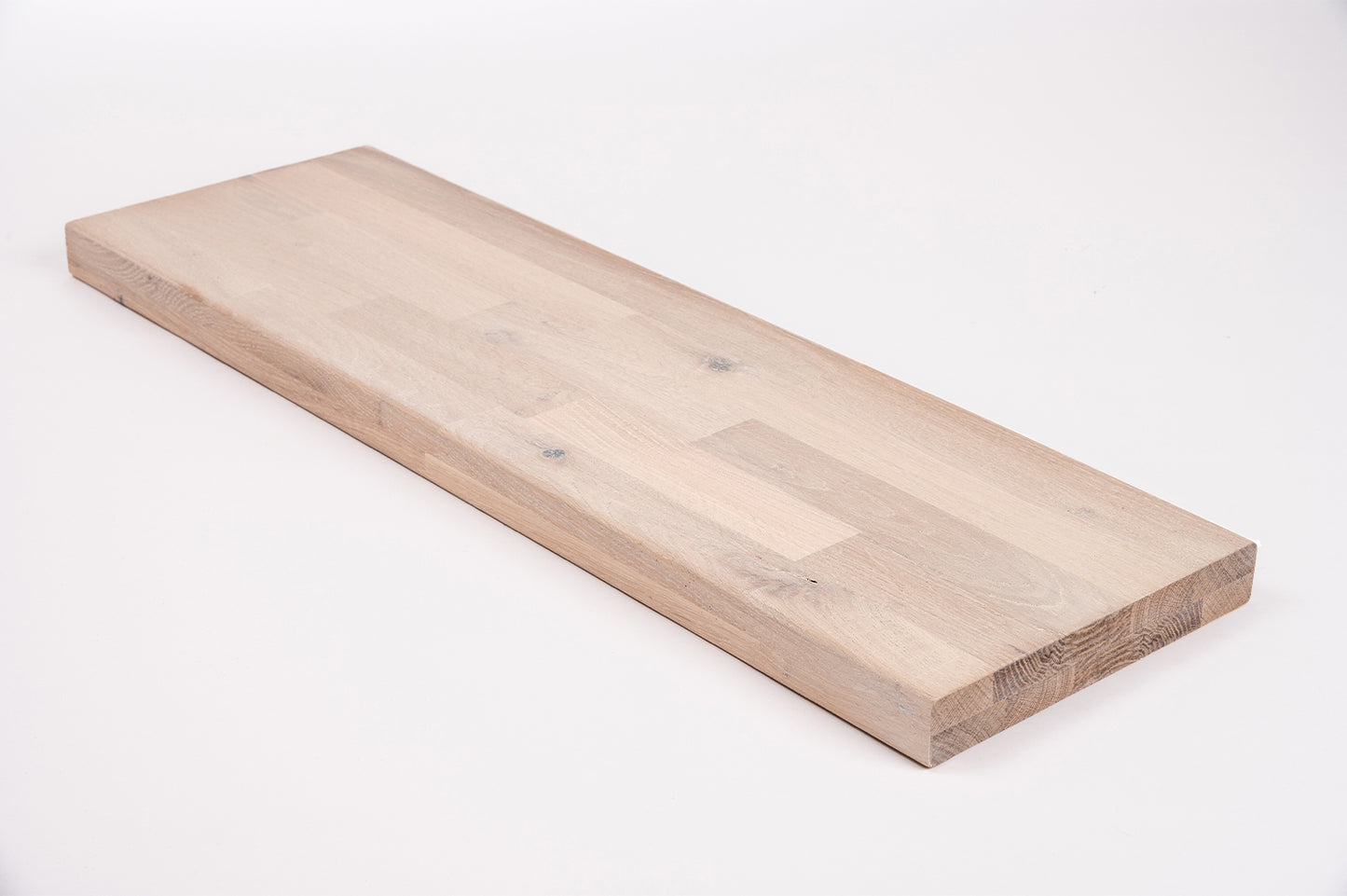 Shelf Stair tread Riser Windowsill Oak Rustic, finger jointed lamellas, 40 mm, 2-layer, Brushed, Chalked white oil