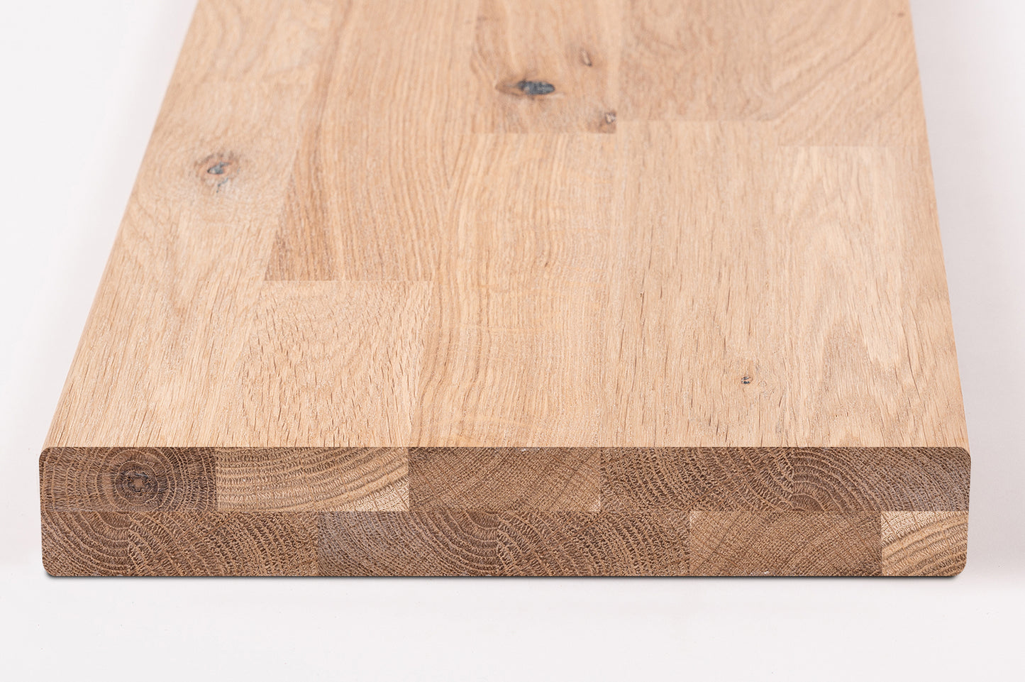 Shelf Stair tread Riser Windowsill Oak Rustic, finger jointed lamellas, 40 mm, 2-layer, White oil