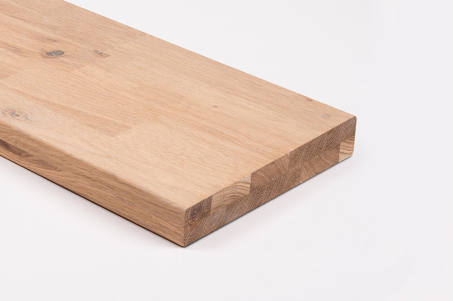 Shelf Stair tread Riser Windowsill Oak Rustic, finger jointed lamellas, 40 mm, 2-layer, White oil