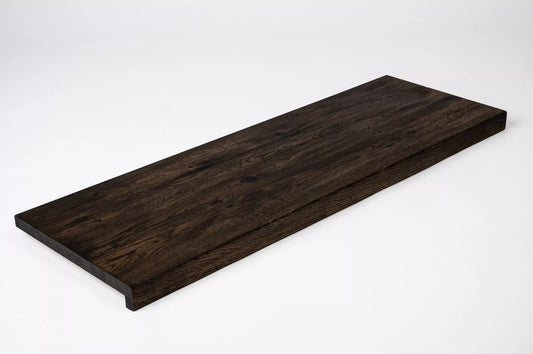 Stair tread Windowsill with overhang Oak Rustic, full stave lamellas, 26 mm, Black oil
