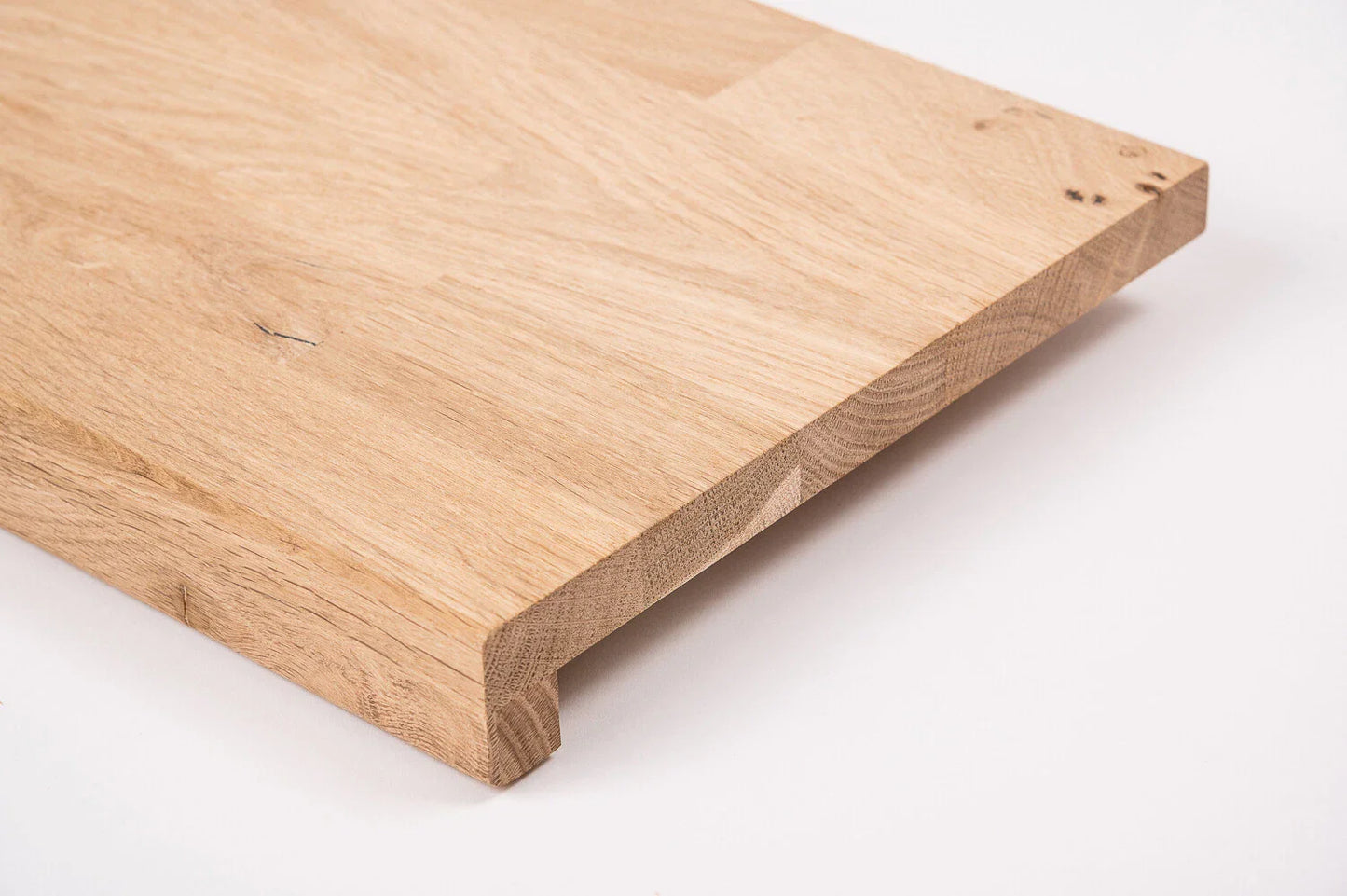 Stair tread Windowsill with overhang Oak Rustic, finger jointed lamellas, 26 mm, Unfinished
