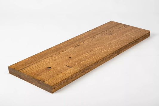 Shelf Stair tread Riser Windowsill Oak Rustic, full stave lamellas, 40 mm, 2-layer, Antique oil