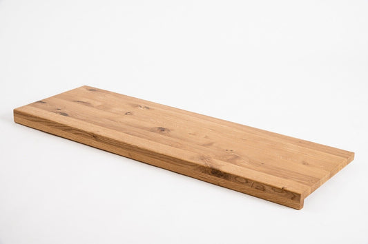Stair tread Windowsill with overhang Oak Rustic, full stave lamellas, 20 mm, Matte lacquered