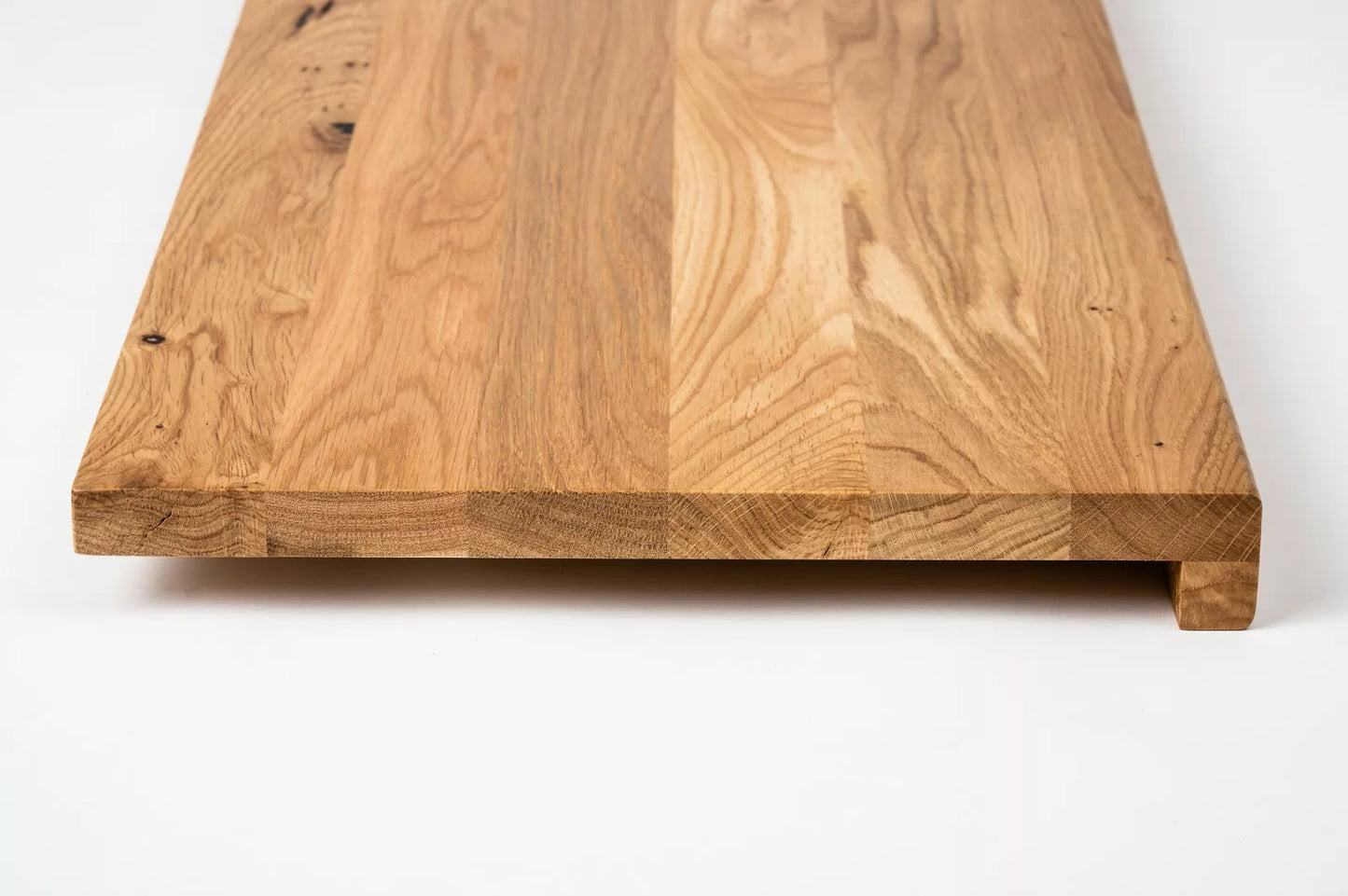 Stair tread Windowsill with overhang Oak Rustic, full stave lamellas, 16 mm, Matte lacquered