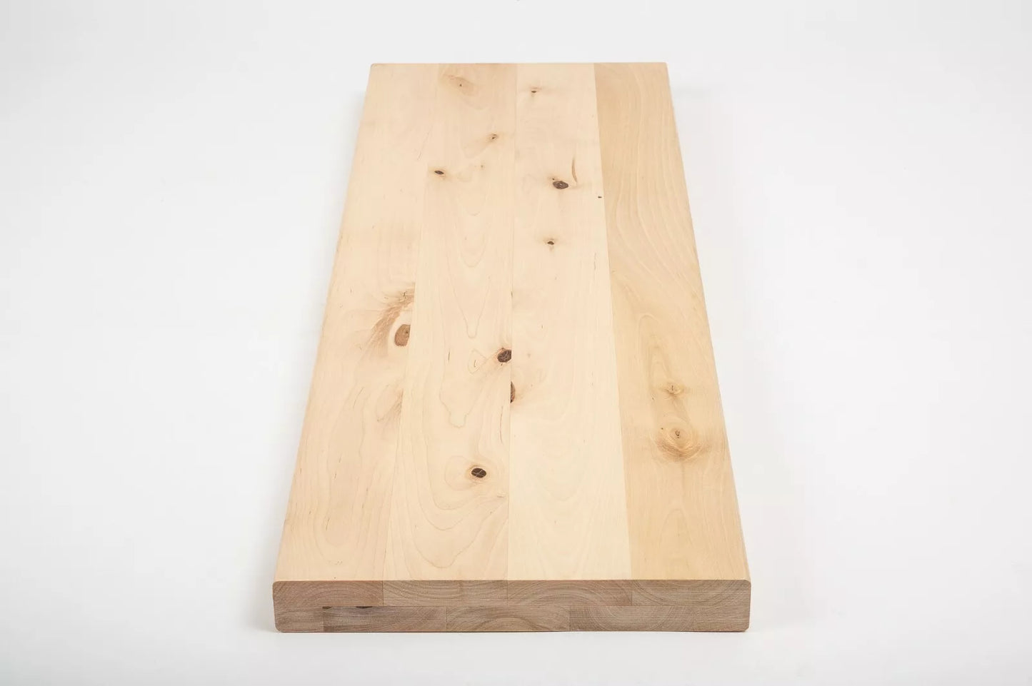 Shelf Stair tread Riser Windowsill Birch Rustic, full stave lamellas, 40 mm, 2-layer, Hard wax oil nature white