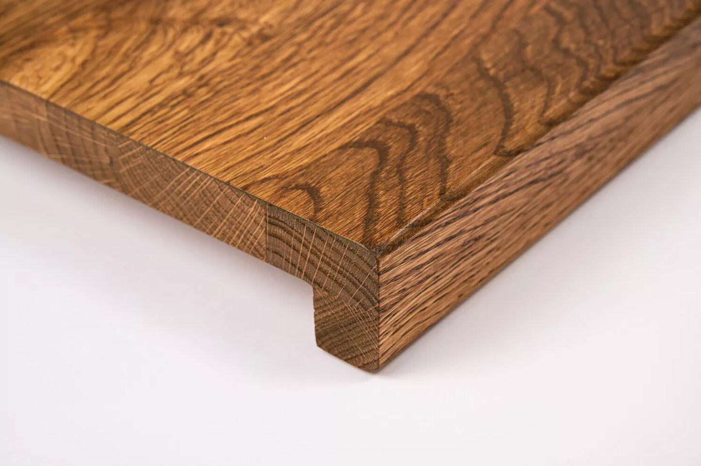 Stair tread Windowsill with overhang Oak Rustic, finger jointed lamellas, 20 mm, Antique oil