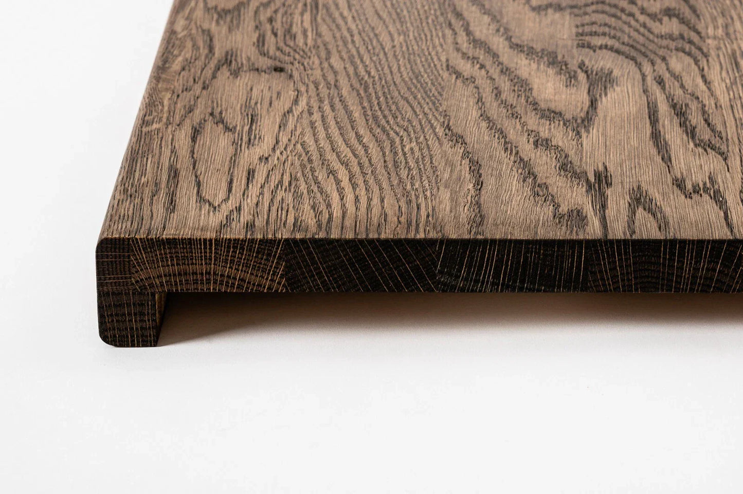 Stair tread Windowsill with overhang Oak A/B, full stave lamellas, 16 mm, Smoked oil