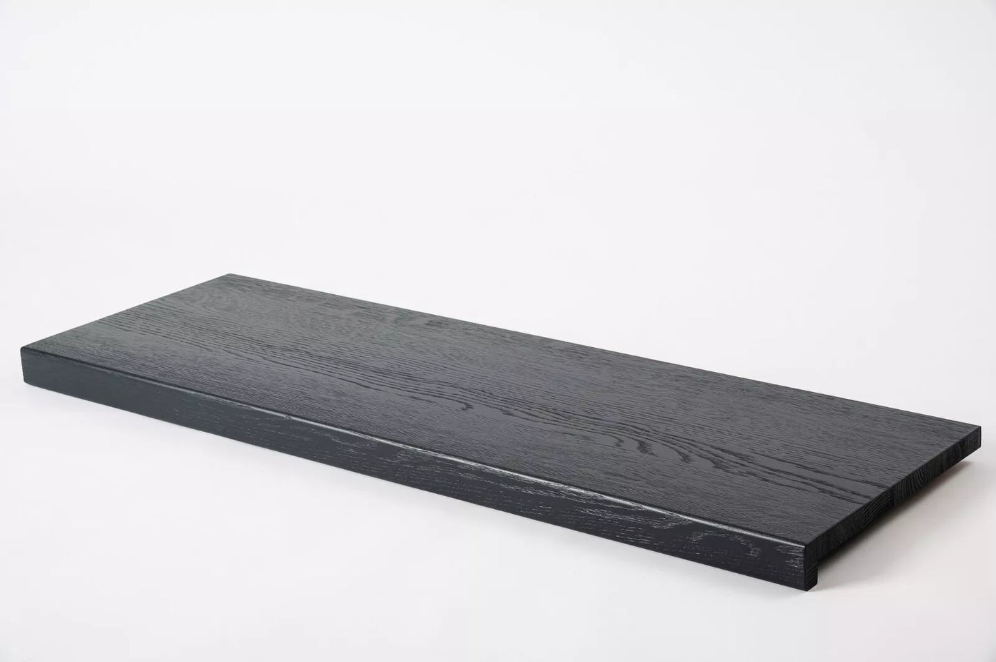 Stair tread Windowsill with overhang Oak A/B, full stave lamellas, 20 mm, Brushed, Anthracite gray lacquered (RAL7016)