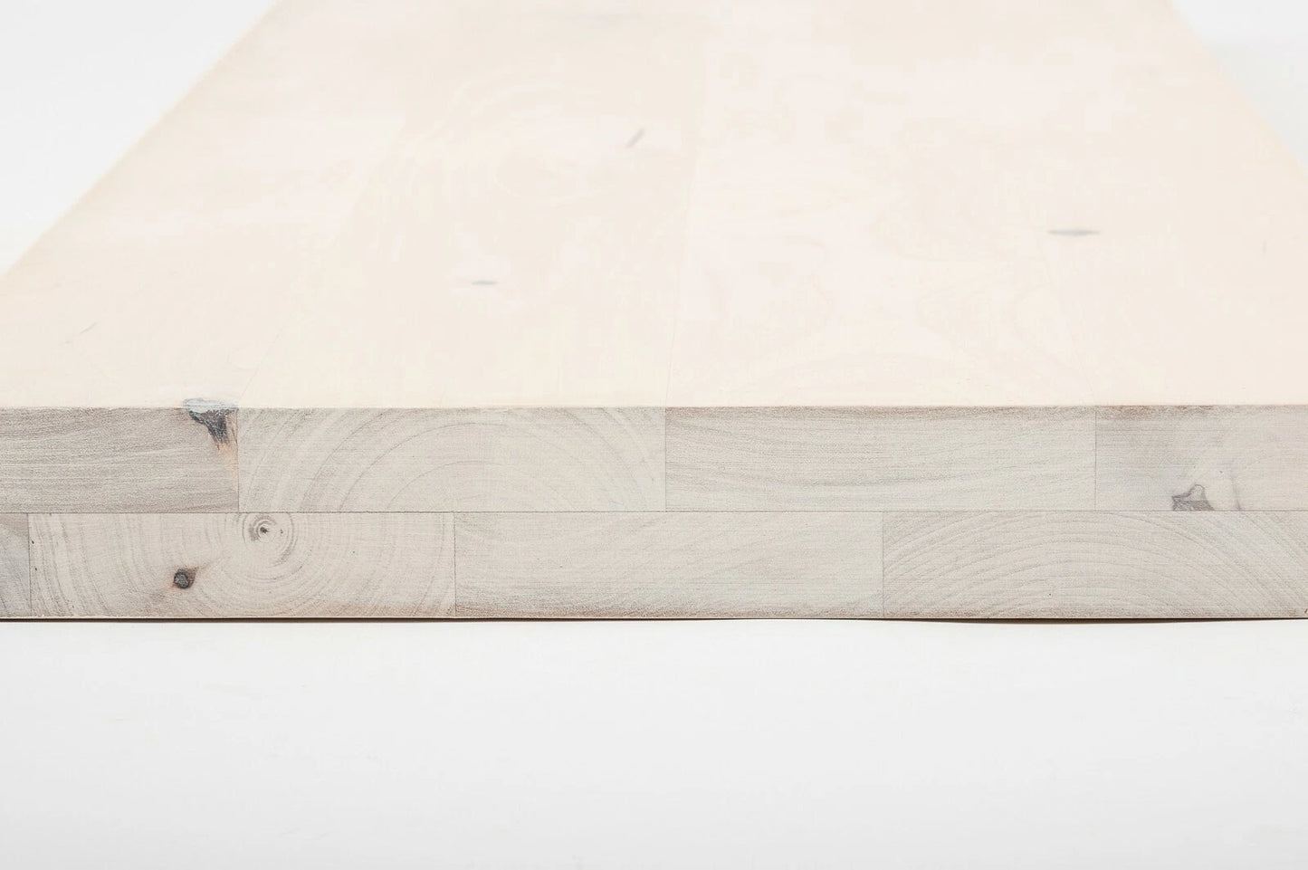 Shelf Stair tread Riser Windowsill Birch Rustic, full stave lamellas, 40 mm, 2-layer, Chalked white oil