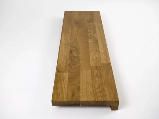 Marches d'escalier Appui de fenêtre avec surplomb Chêne A/B, lamelles aboutées, 20 mm, laqué mat