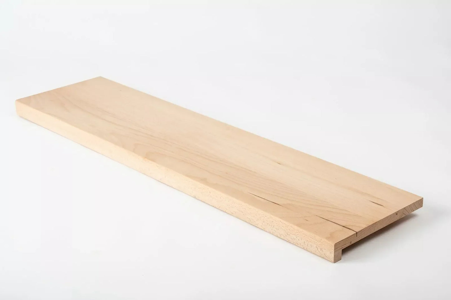 Stair tread Windowsill with overhang Steamed Beech A/B, full stave lamellas, 20 mm, Unfinished