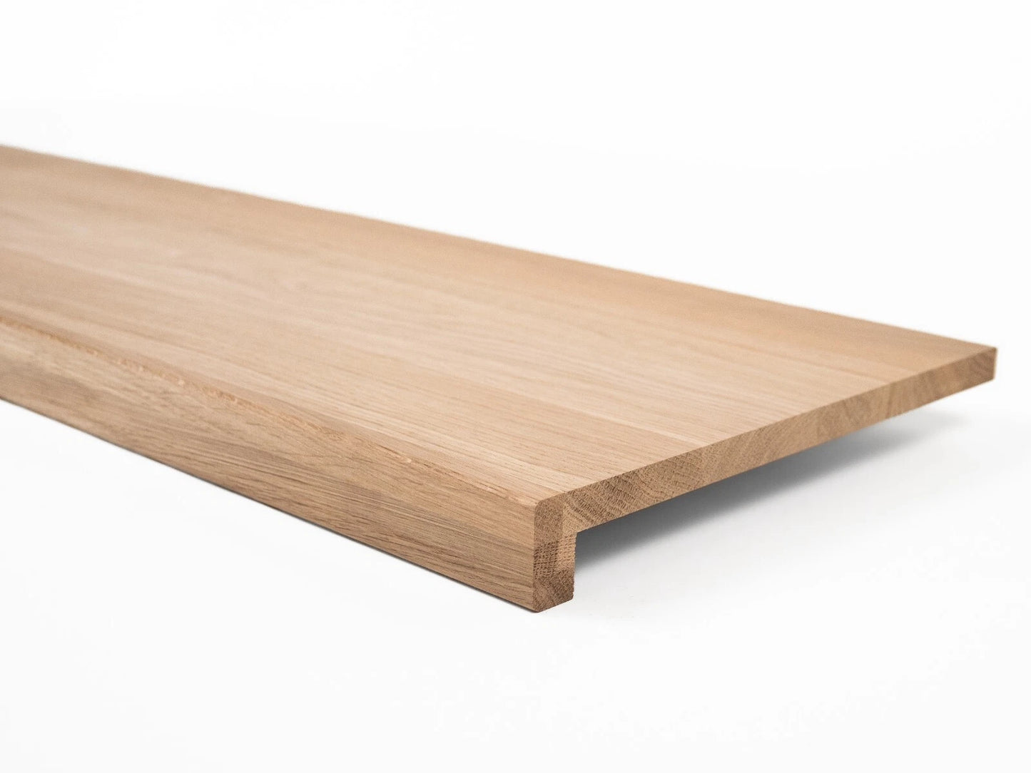 Stair tread Windowsill with overhang Oak A/B, full stave lamellas, 16 mm, Unfinished