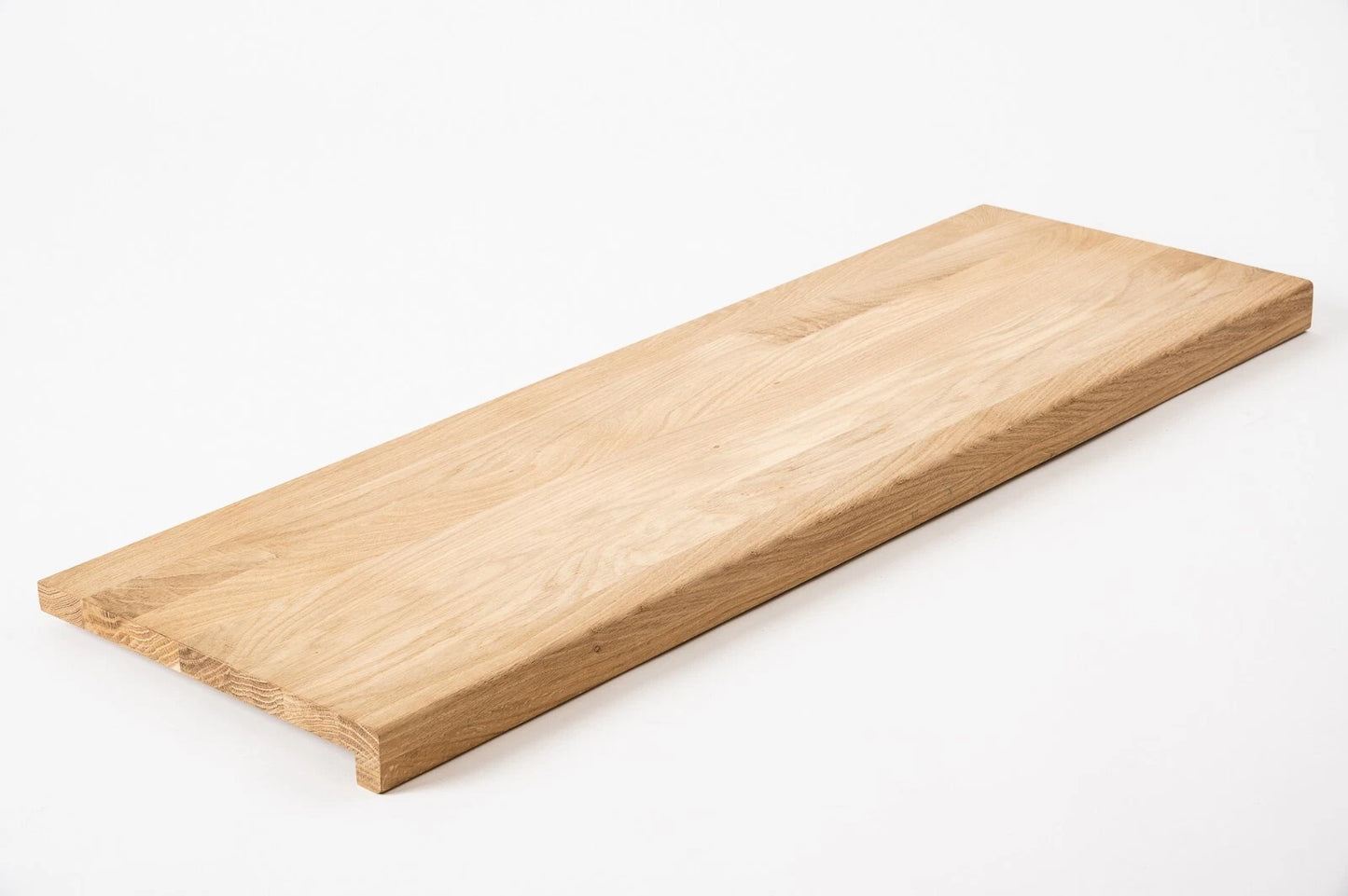 Stair tread Windowsill with overhang Oak A/B, full stave lamellas, 16 mm, Unfinished