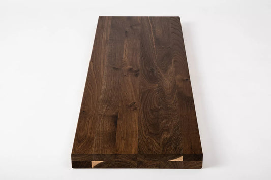 Etagère Marche d'escalier Appui de fenêtre Chêne rustique fumé, lamelles entières, 40 mm, 2 plis, laqué mat