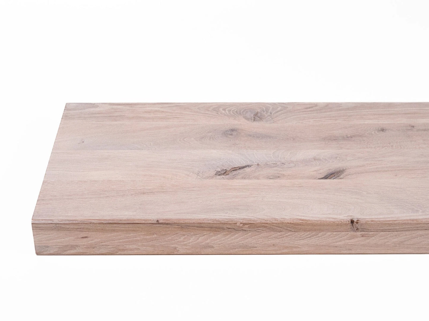 Contremarche de marche d'escalier Repose-fenêtre Chêne Rustique, lamelles pleines, 52 mm, 3 couches, huile blanche cendrée