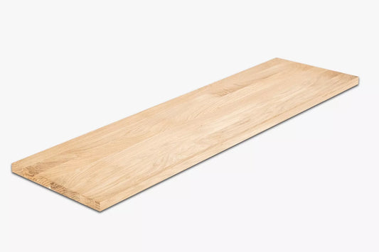 Shelf Stair tread Riser Windowsill Oak A/B, full stave lamellas, 16 mm, Hard wax oil Natural white