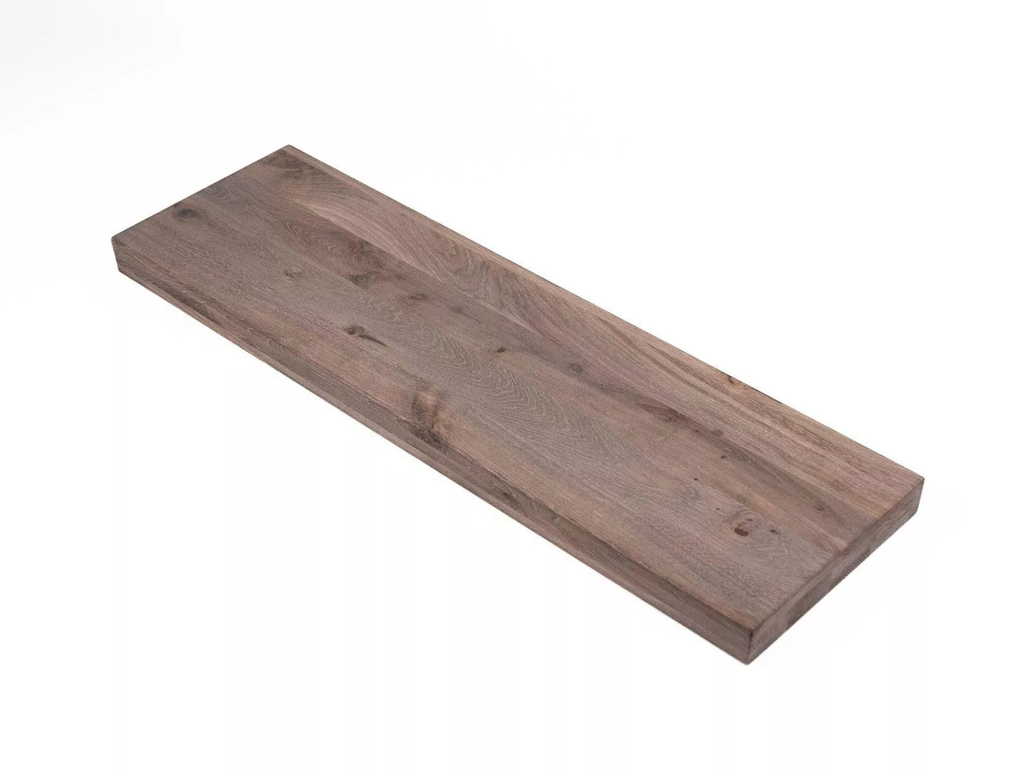 Shelf Stair tread Riser Windowsill Oak Rustic, full stave lamellas, 52 mm, 3-layer, Weathered natural white oil
