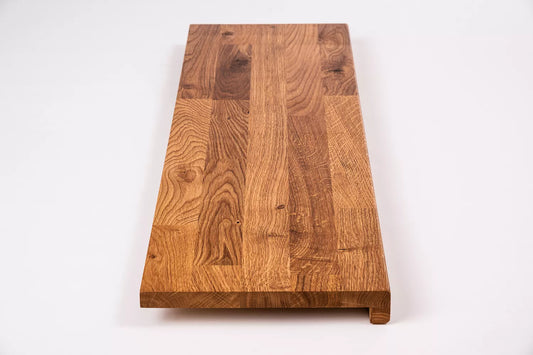 Marches d'escalier Appui de fenêtre avec surplomb Chêne rustique, lamelles aboutées, 26 mm, Huile naturelle