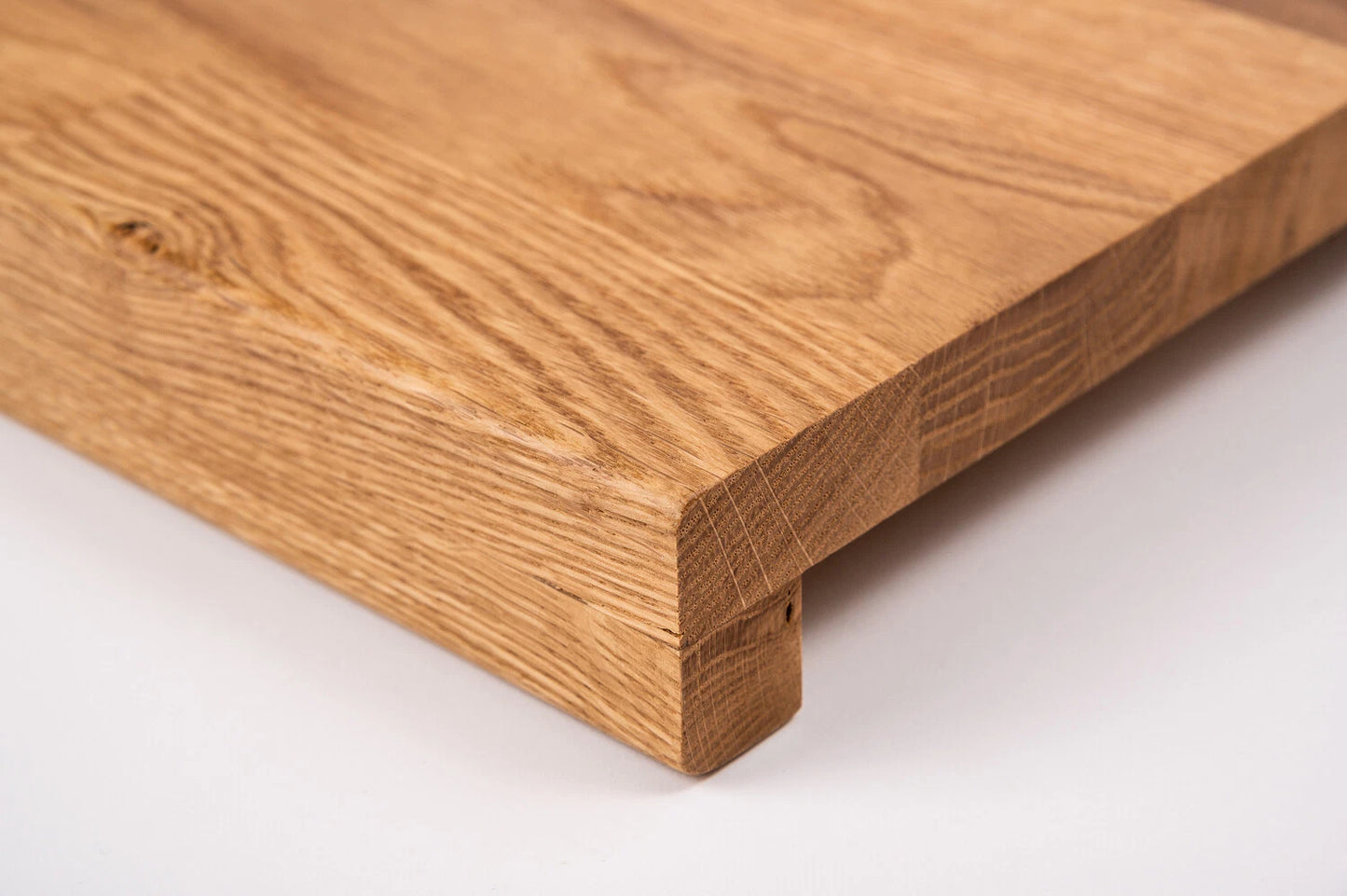 Stair tread Windowsill with overhang Oak Rustic, finger jointed lamellas, 20 mm, Matte lacquered