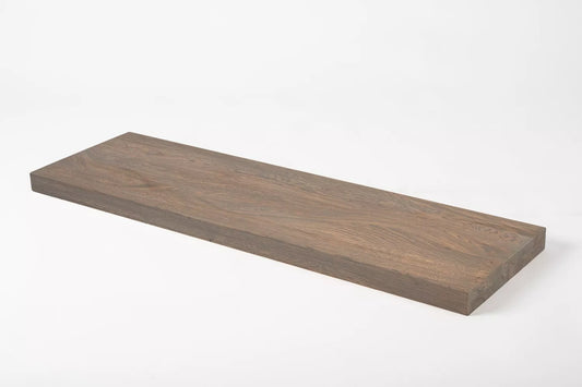 Shelf Stair tread Riser Windowsill Oak Rustic, full stave lamellas, 40 mm, 2-layer, Graphite oil