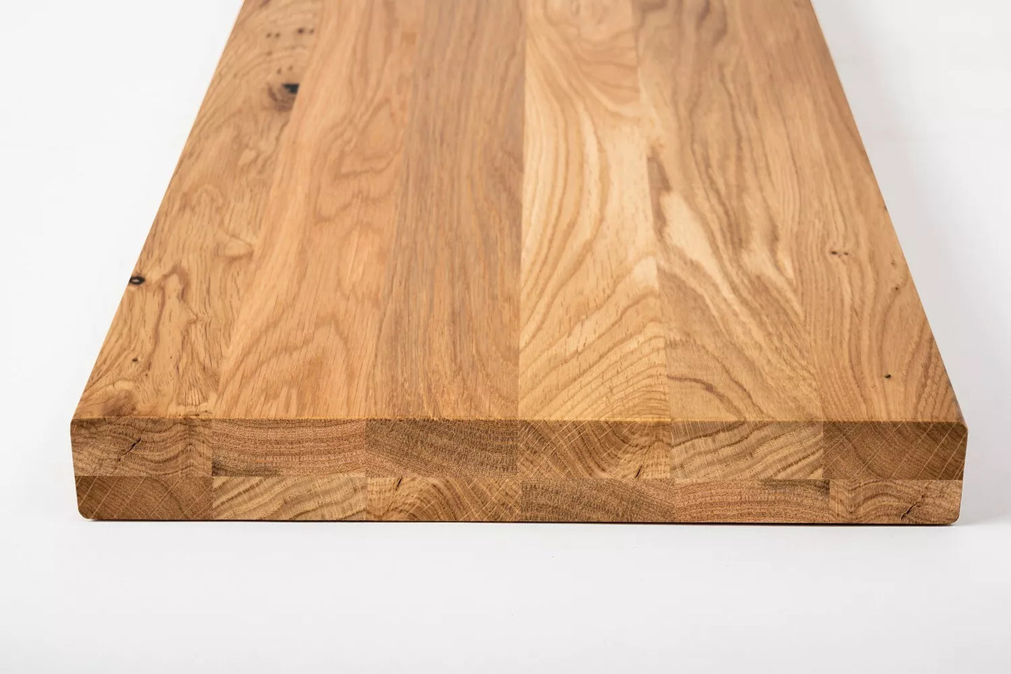 Shelf Stair tread Riser Windowsill Oak Rustic, full stave lamellas, 40 mm, 2-layer, Matte lacquered