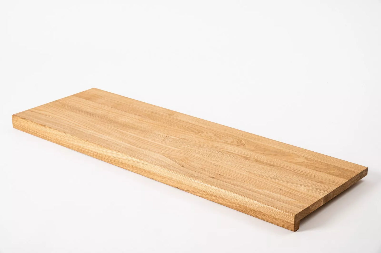 Stair tread Windowsill with overhang Oak A/B, full stave lamellas, 16 mm, Hard wax oil Natural (colourless)