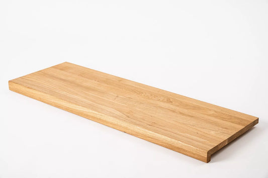 Stair tread Windowsill with overhang Oak A/B, full stave lamellas, 16 mm, Hard wax oil Natural (colourless)