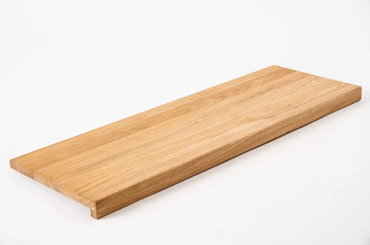 Stair tread Windowsill with overhang Oak A/B, full stave lamellas, 16 mm, Hard wax oil Natural (colourless)