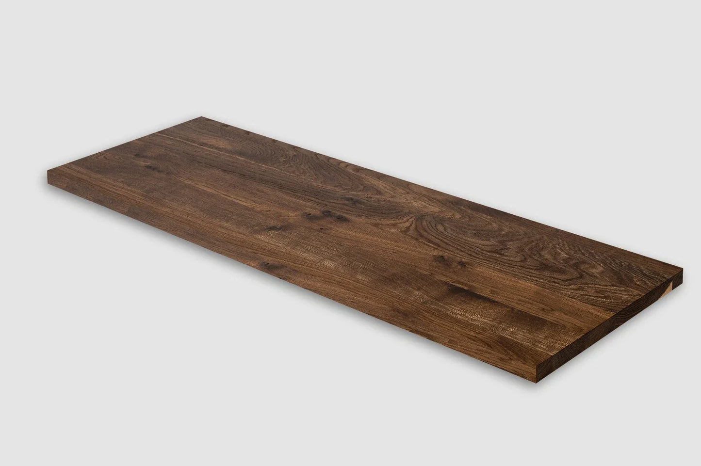 Shelf Stair tread Riser Windowsill Smoked Oak Rustic, full stave lamellas, 16 mm, Matte lacquered