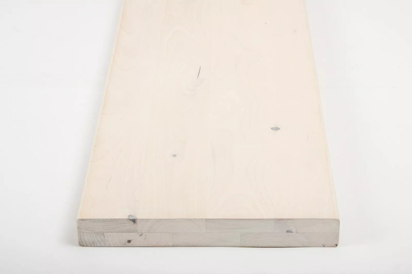 Shelf Stair tread Riser Windowsill Birch Rustic, full stave lamellas, 40 mm, 2-layer, Chalked white oil