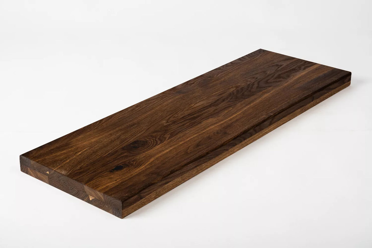 Shelf Stair tread Riser Windowsill Smoked Oak Rustic, full stave lamellas, 35 mm, 2-layer, Hard wax oil Natural (colourless)