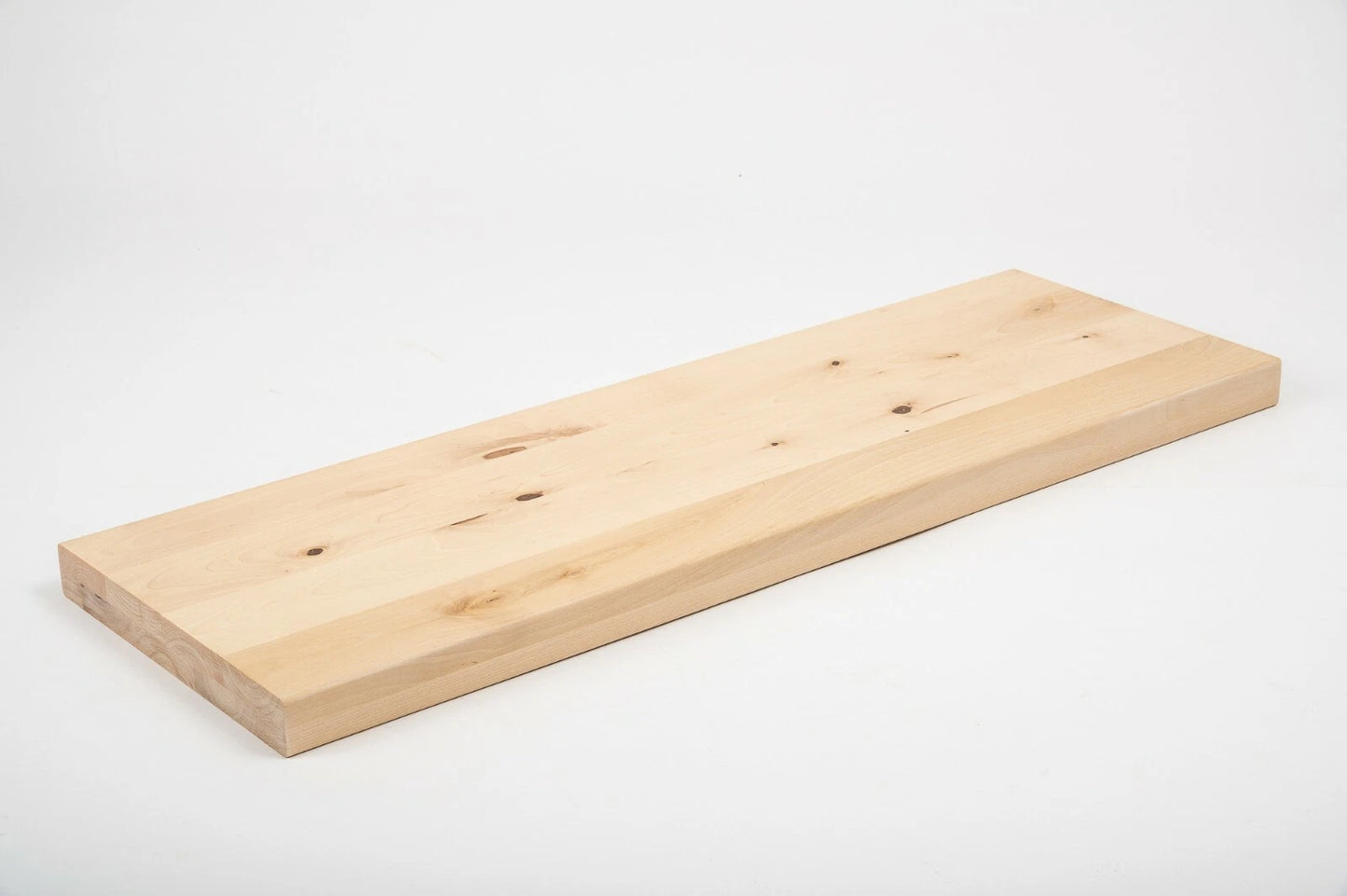 Shelf Stair tread Riser Windowsill Birch Rustic, full stave lamellas, 40 mm, 2-layer, Hard wax oil nature white