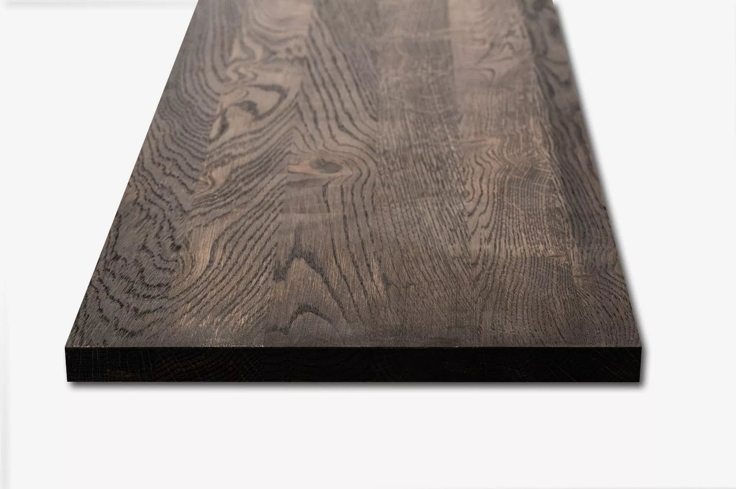 Tablette Marche d'escalier Contremarche Appui de fenêtre Chêne rustique, lamelles entières, 16 mm, huilé noir