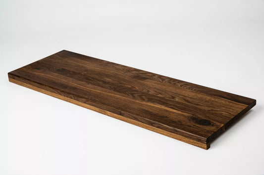 Stair tread Windowsill with overhang Smoked Oak Rustic, full stave lamellas, 20 mm, Natural oil