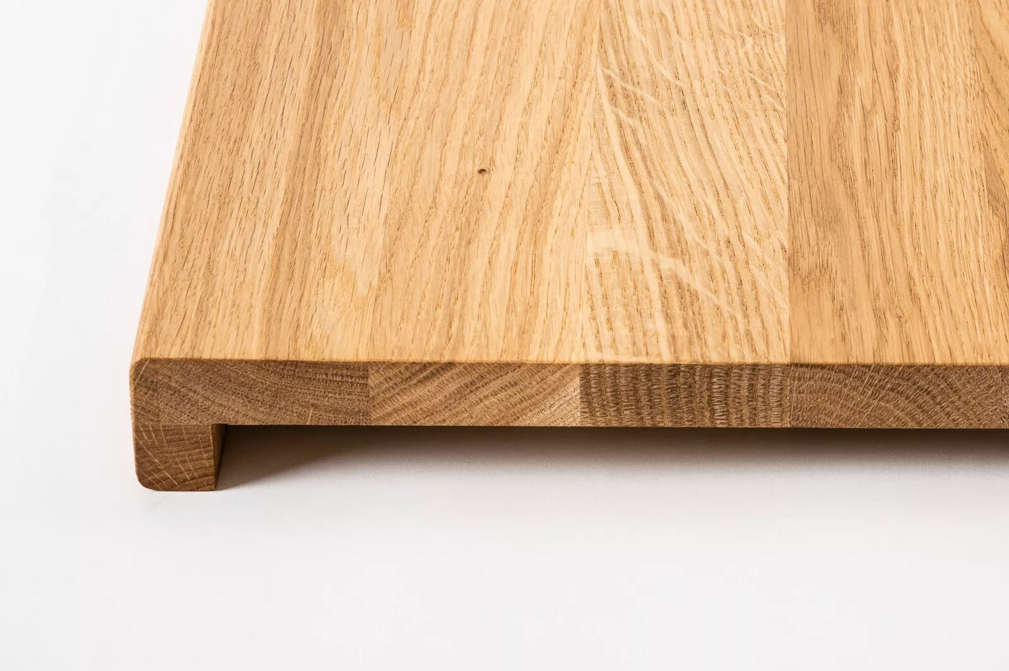 Stair tread Windowsill with overhang Oak A/B, full stave lamellas, 16 mm, Hard wax oil Natural (colourless)