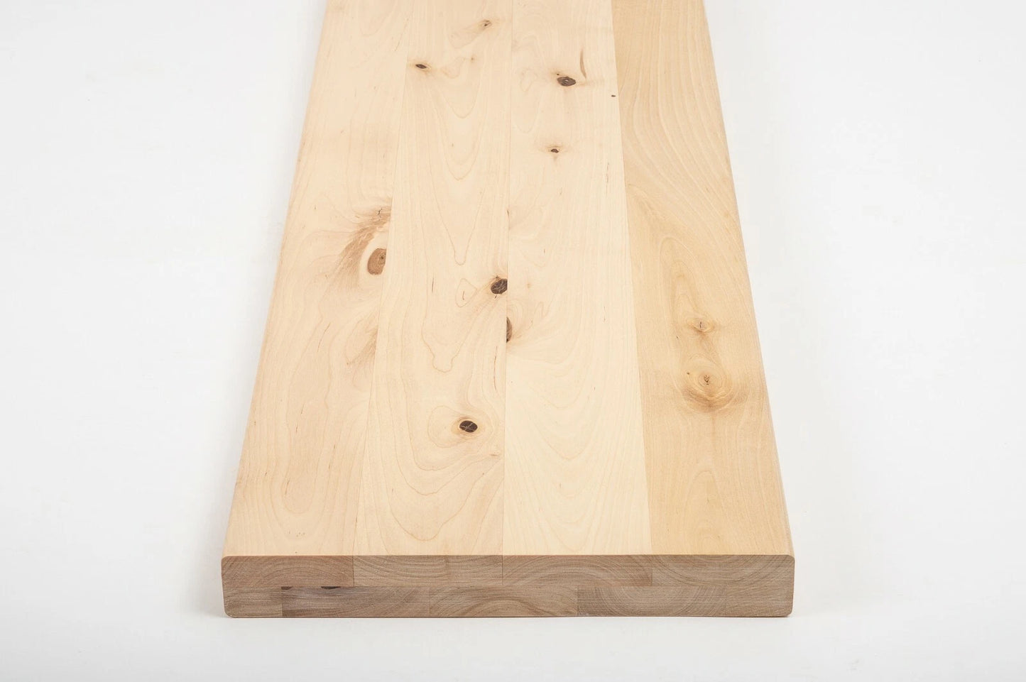 Shelf Stair tread Riser Windowsill Birch Rustic, full stave lamellas, 40 mm, 2-layer, Hard wax oil nature white