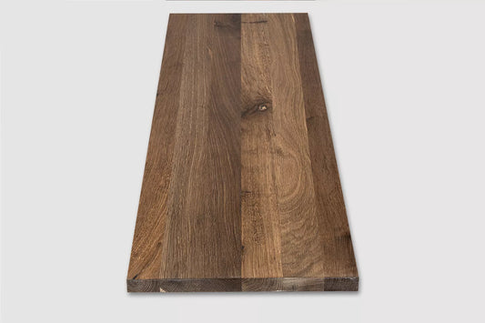 Shelf Stair tread Riser Windowsill Smoked Oak Rustic, full stave lamellas, 16 mm, Hard wax oil Natural white