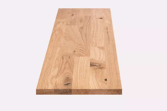 Shelf Stair tread Riser Windowsill Oak Rustic, finger jointed lamellas, 26 mm, Hard wax oil Natural white