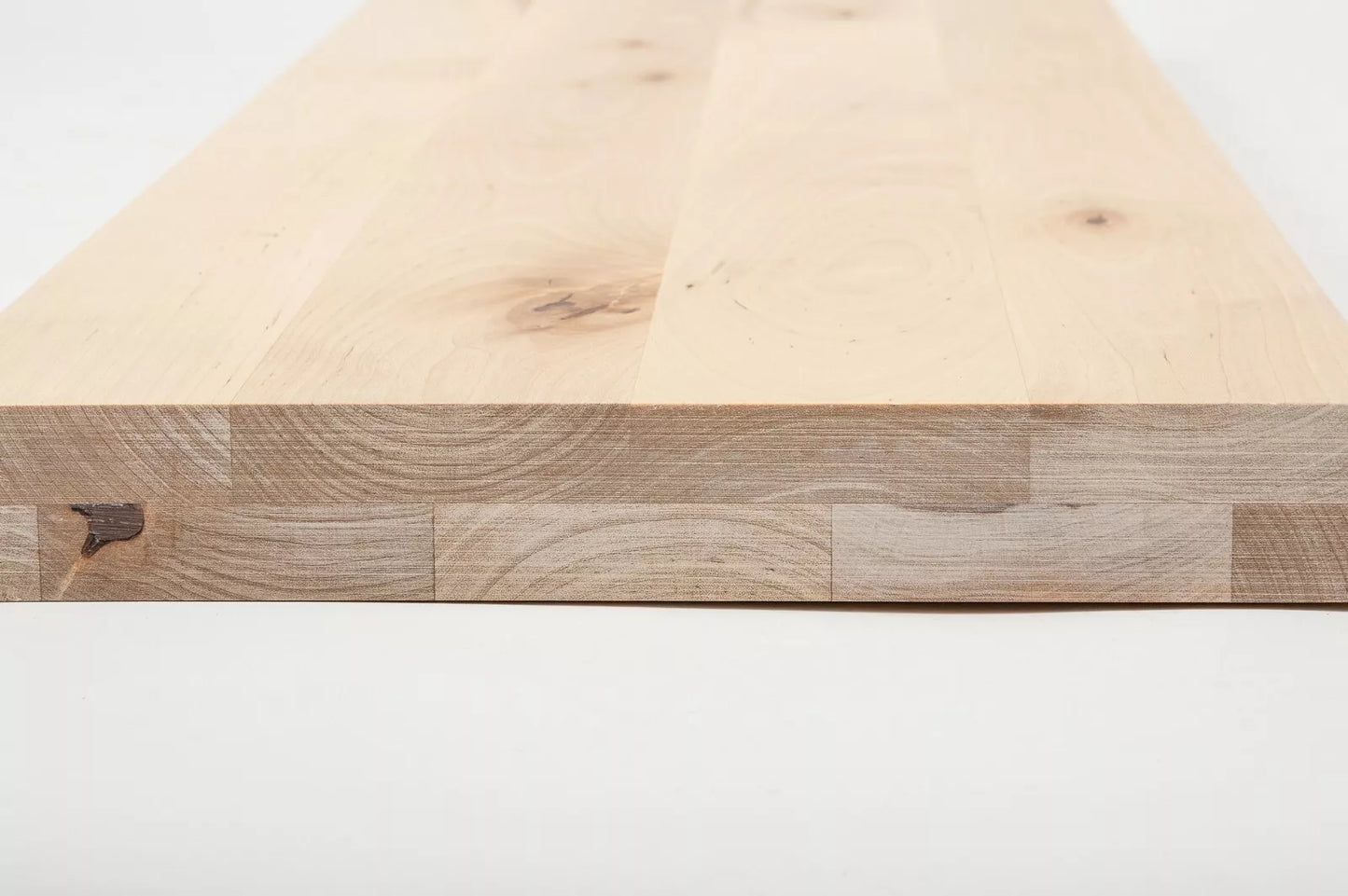 Shelf Stair tread Riser Windowsill Birch Rustic, full stave lamellas, 40 mm, 2-layer, White oil