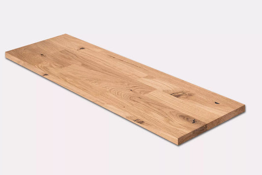 Shelf Stair tread Riser Windowsill Oak Rustic, finger jointed lamellas, 20 mm, Hard wax oil Natural white