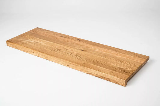 Stair tread Windowsill with overhang Oak Rustic, full stave lamellas, 26 mm, Matte lacquered