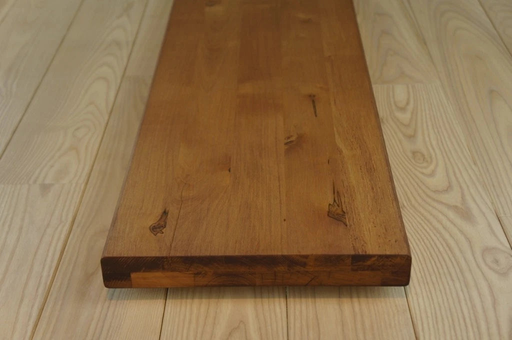 Shelf Stair tread Riser Windowsill Maple Rustic, full stave lamellas, 40 mm, 2-layer, Walnut oil