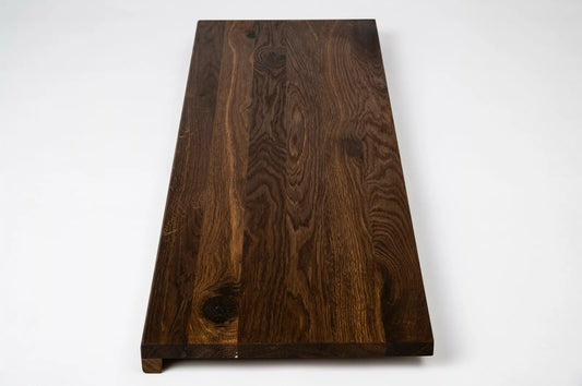 Stair tread Windowsill with overhang Smoked Oak Rustic, full stave lamellas, 20 mm, Natural oil