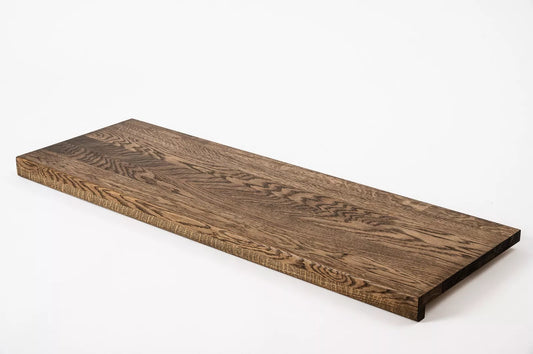 Stair tread Windowsill with overhang Oak A/B, full stave lamellas, 16 mm, Smoked oil
