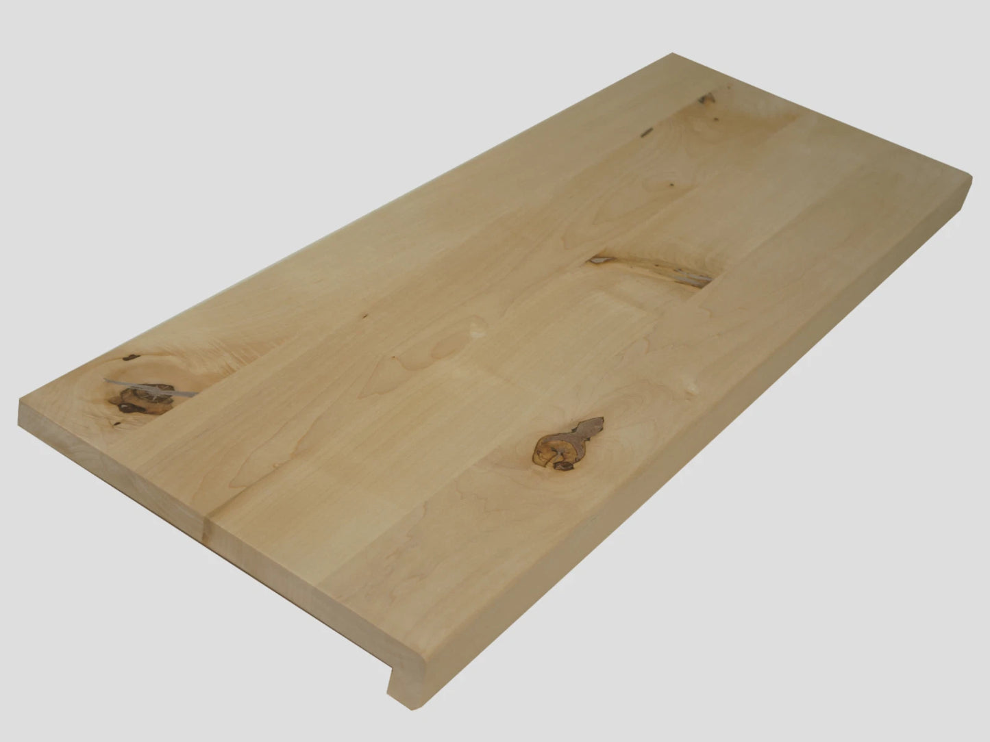 Stair tread Windowsill with overhang Maple Rustic, full stave lamellas, 20 mm, Unfinished